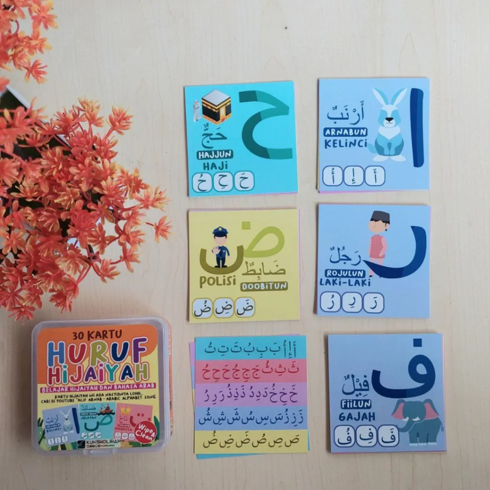 Flash Card 30 Kartu Huruf Hijaiyah Belajar Bahasa Arab | Kun Sholihan